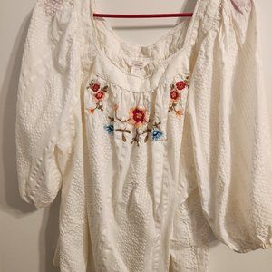 WHITE FLOWER PEASANT BLOUSE
